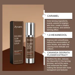 Gedetailleerde Zyvarn zelfbruinend serum ingrediënten met karamel en cananga-extract