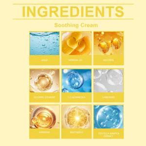 Detailed list of ingredients for facial soothing cream including Centella Asiatica Extract