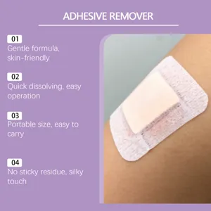 Detailed information graphic showing gentle and portable adhesive remover spray benefits