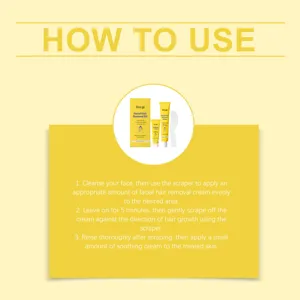 Detailed usage instructions for Hoygi facial hair removal kit with three application steps