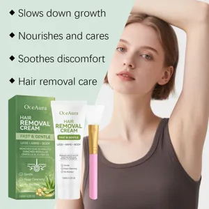 OceAura Aloe Vera Hair Removal Cream for smooth legs and arms with silicone applicator