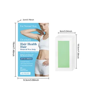 OceAura hair removal wax strips with cucumber extract, 20 pieces, dimensions shown