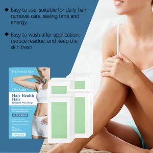 OceAura botanical hair removal wax strips for smooth skin featuring 20 pieces per pack