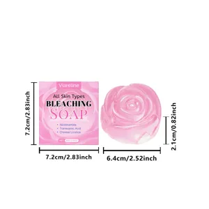 Rose essential oil soap size details with packaging dimensions and product measurements.