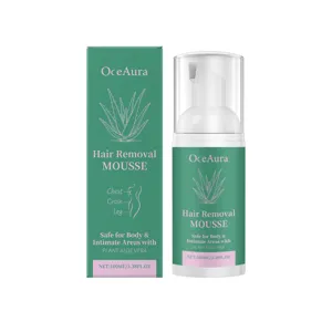 Mousse dépilatoire hydratante OceAura à l'aloe vera pour corps et zones intimes, 100ml