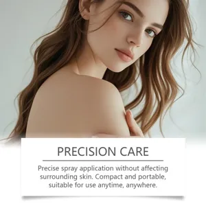 Professional model skin care presentation highlighting precision spray application details.