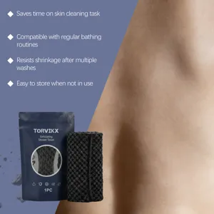 Torvikx exfoliating shower towel detailing skin cleaning benefits and soft mesh texture
