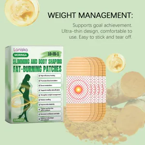 Détail des patchs amincissants Laniska Moringa avec gingembre et curcuma en fond