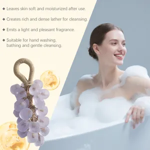Jabón joya de lavanda en forma de uva con cuerda para limpieza hidratante