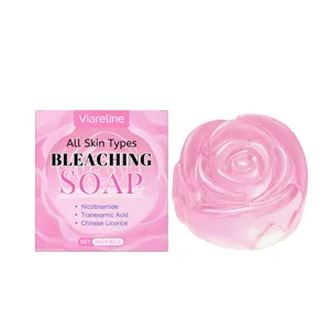 Viareline rose essential oil bleaching soap for all skin types body cleansing 80g