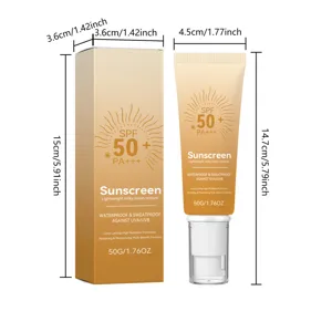 Dimensioni tecniche dettagliate della crema solare VIARELINE SPF 50+ con confezione