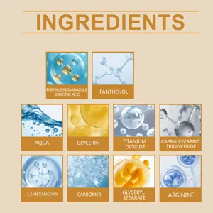 Dettaglio degli ingredienti idratanti per la pelle in un layout a griglia professionale