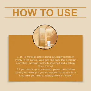 Istruzioni dettagliate in inglese sull'uso della crema solare idratante con SPF 50+