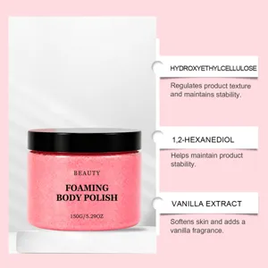 Detailed ingredient analysis for vanilla foaming body polish including skin softening extracts