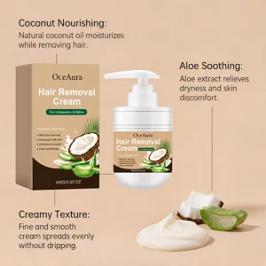 OceAura sanfte Haarentfernungscreme mit nährendem Kokos und beruhigender Aloe Vera