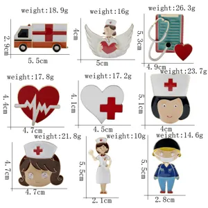 Dimensioni e pesi dettagliati della collezione di spille mediche in smalto