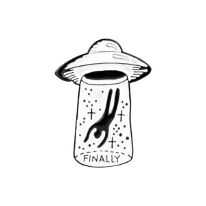 Alien UFO Enamel Pin Creative Finally Lettering Brooch Cartoon Badge Alloy Drip Oil Lapel Pin Fashion Jewelry For Backpack Clothing Hat Gift
