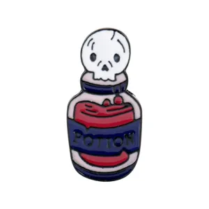Halloween Hekserij Toverdrank Fles Schedel Emaille Brosche Cartoon Potion Letter Badge Legierung Pin Für Kleidung Dekoration Geschenke