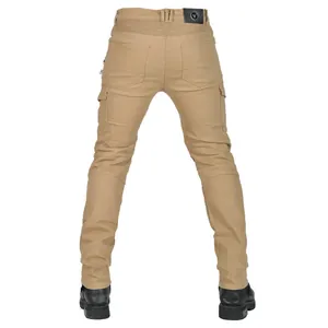Vista trasera de los pantalones de moto Volero caqui con protección anticaída.