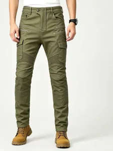 Jean de Moto Professionnel Homme Pantalon de Protection Résistant à L'usure Empiècements Extensibles en Accordéon