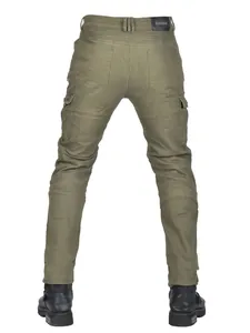 Pantalones de moto para hombre verde oliva con almohadillas protectoras y bolsillos
