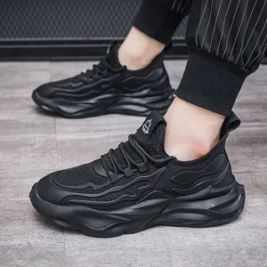 Scarpe dad da uomo traspiranti con suola spessa e tomaia in mesh lavorata a maglia