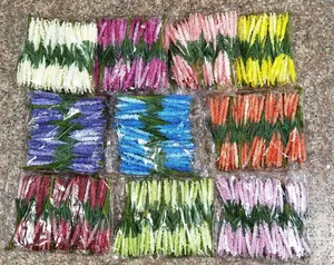 Multi-colored artificial lavender bundles in transparent packaging for DIY flower decor