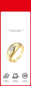 Detailed view of a golden S925 silver dome ring featuring a brilliant oval moissanite stone