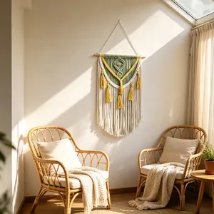 Tentures murales en macramé faites main, tapisserie de décoration murale bohème