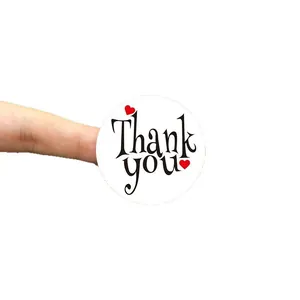 Adesivi rotondi bianchi Thank You con cuori rossi per sigilli di confezioni regalo