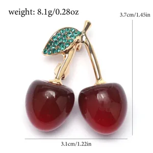 Vue détaillée d'une broche cerise réaliste avec spécifications de taille et de poids
