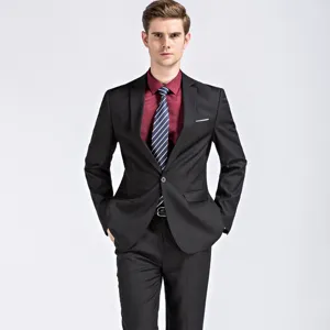Elegant zwart tweedelig slim fit herenpak formeel voor bruiloft en zaken