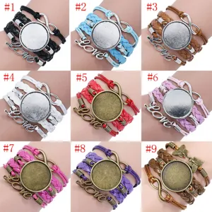 Detailed view of nine color variations for handmade multi-layer woven bracelet bases