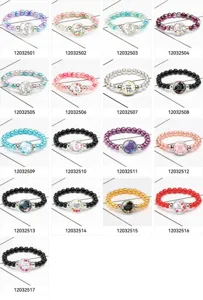Catalog of various colorful beaded stretch bracelets with inspirational English quotes