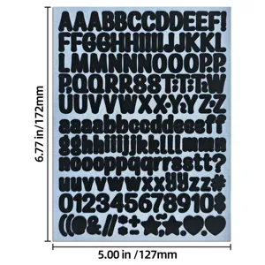Adesivi con lettere e numeri glitter neri per borracce fai da te e feste, 5x6,77 pollici