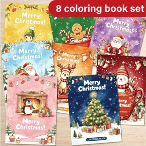 Set di 8 fantastici libri da colorare di Natale con vivaci disegni delle feste