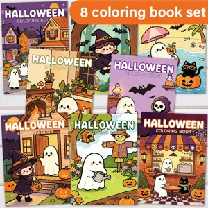 Set di 8 libri da colorare di Halloween con simpatici fantasmi e zucche per bambini