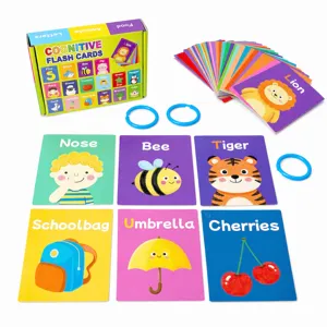 Children English Learning Flashcards Animal Color Shape Cognition Early Education Cards With Rings For Toddlers Kindergarten Teaching Aids