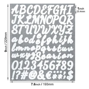 Handwritten style 1 inch glitter alphabet and number stickers set for DIY craft projects