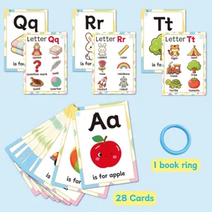 Lernset mit 28 Alphabet Phonics Karten und blauem Buchring für die kindliche Bildung