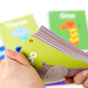 Close-up detail showing the thickness and colorful edges of educational flashcards