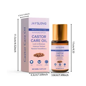 Full dimensions view of Jaysuing Castor Care Oil roller bottle and its packaging box
