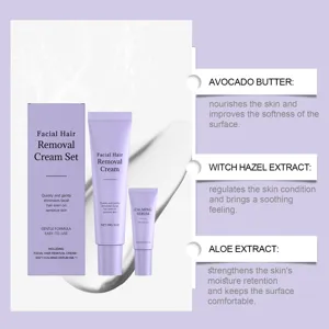 Facial hair removal cream set with avocado and aloe extract for smooth skin care detail