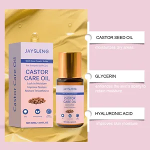 Infographic showing castor seed oil, glycerin, and hyaluronic acid skin care benefits