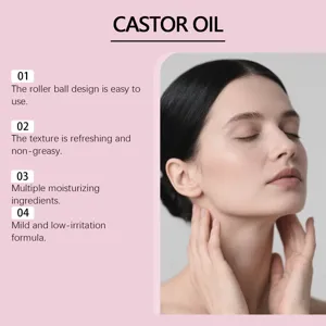 Close-up of a woman with radiant skin highlighting benefits of castor oil rollerball