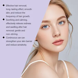 Model with clear skin showcasing the soothing benefits of facial hair removal cream
