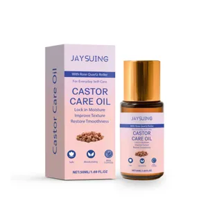 Jaysuing castor care oil with rose quartz roller for moisturizing and skin nourishment.