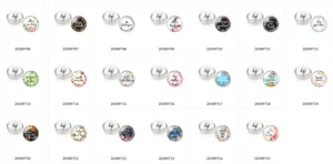 Boutons pression en verre floraux avec citations inspirantes et codes d'identification