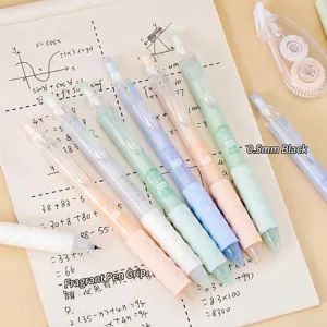 Retractable scented gel pens 0.5mm black ink quick dry silent writing for students