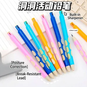 Ergonomic Posture Correction Mechanical Pencil With Hole Design Built-in Sharpener For Student Writing Drawing Stationery